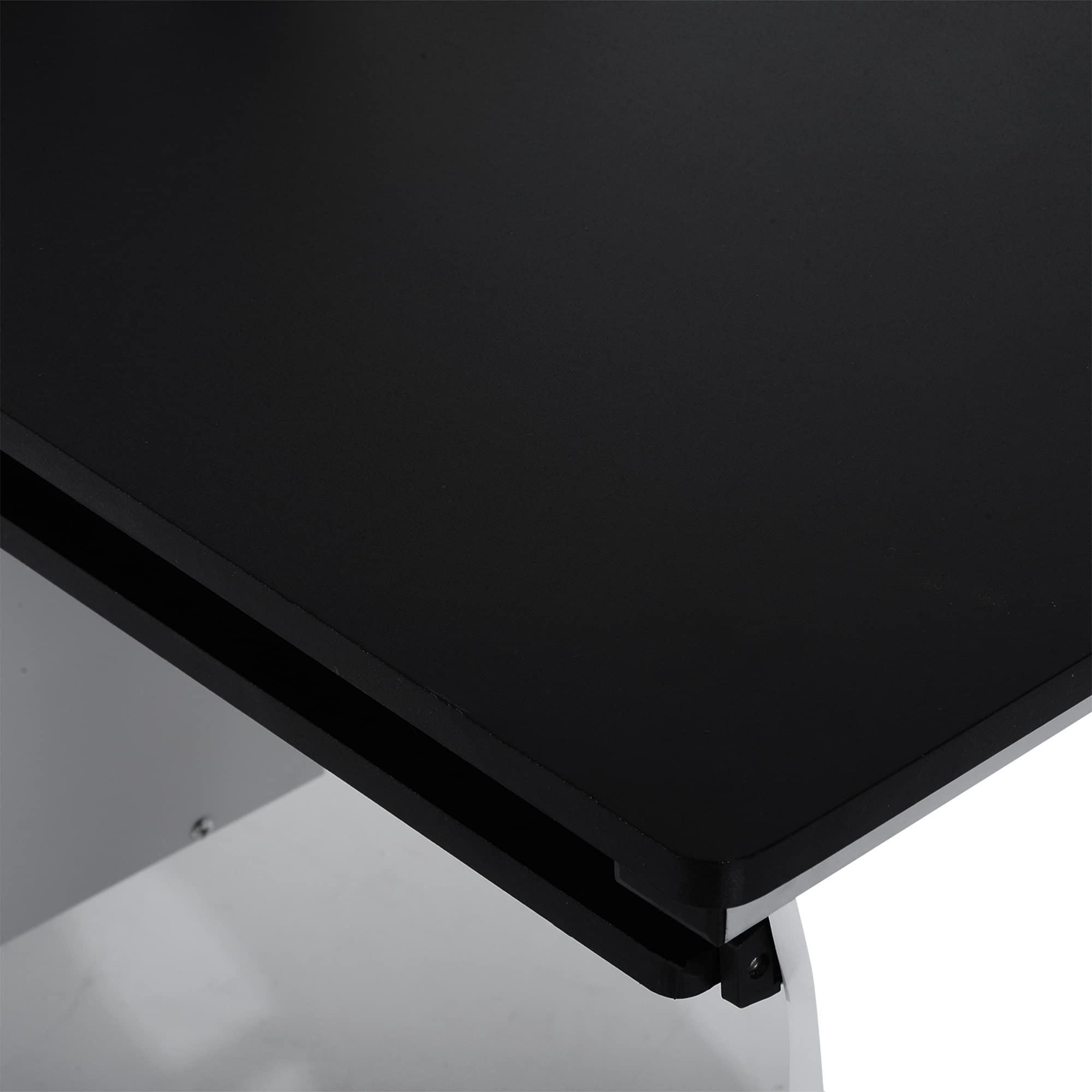 HOMCOM Mesa de Ordenador Armario, Bandeja Teclado 100x52x75cm Negro/Plata