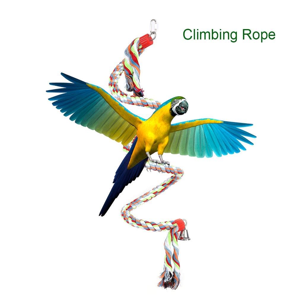 Cuerda de escalada de loro Pájaro Columpio Juguetes de pie Aves Suministros para loros grandes medianos pequeños 1.6 metros