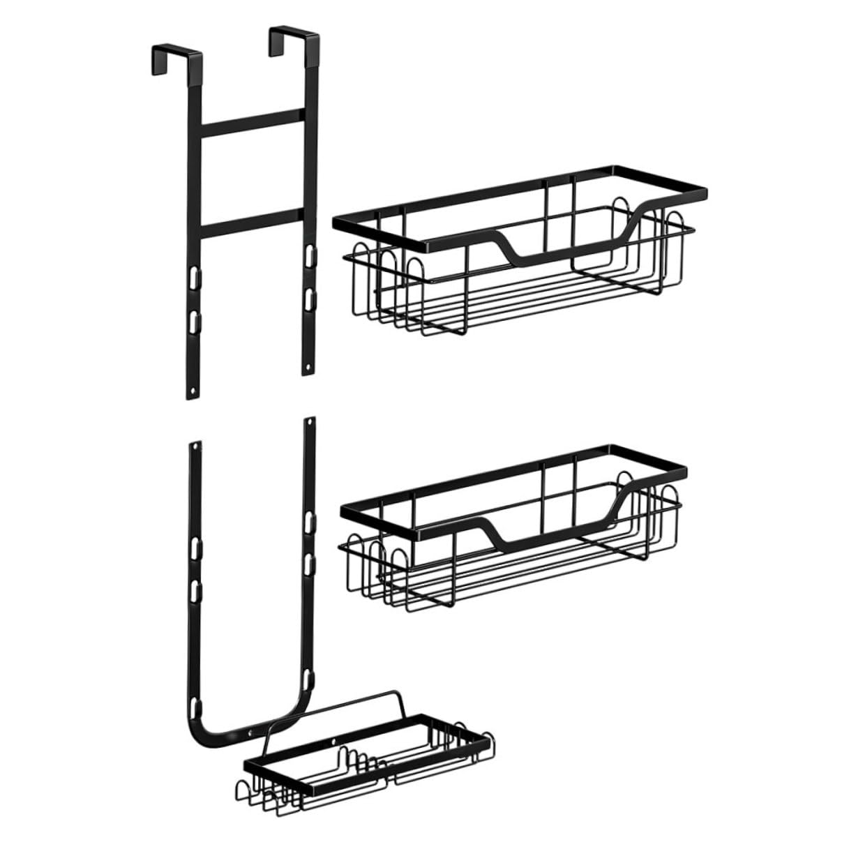 Toyvian Tür Hängeregal Metall Duschkorb Organizer Schwarz Mesh design für Bad Küche Büro Platzsparend und Rostfrei Vielseitige Aufbewahrung für Handtücher Shampoo Kosmetik