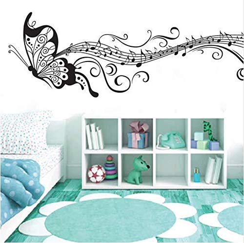 Newberli Negro Música Mariposa Decoración De La Pared Stave Note Pegatinas De Pared Pvc Calcomanías De Pared/Vinilo Adhesivo Decoración Del Hogar Para Niños Habitación Extraíble