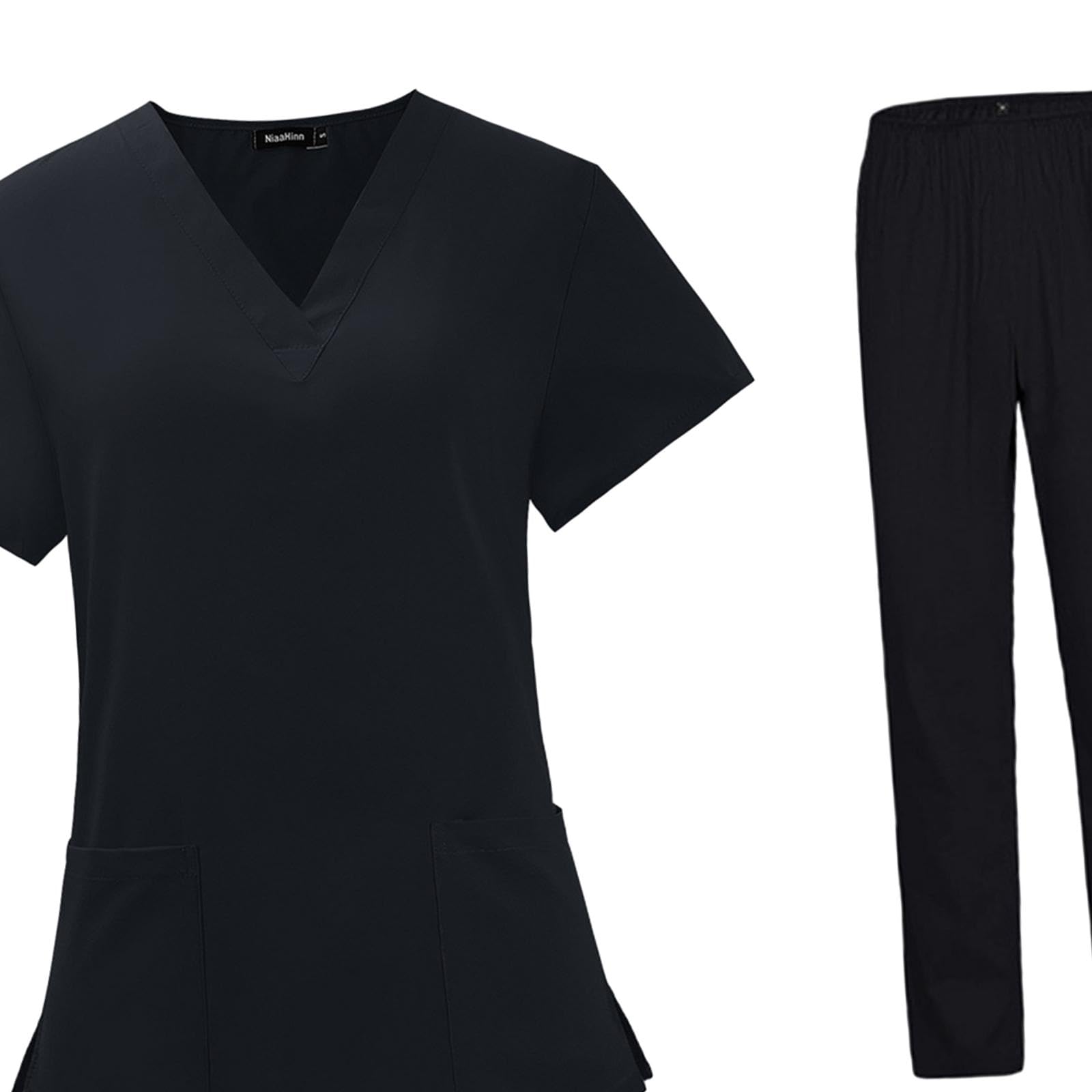 Damski zestaw czarnych peelingów mundury robocze odzież robocza dla pracownika opiekuna zwierząt trwały rozmiar S