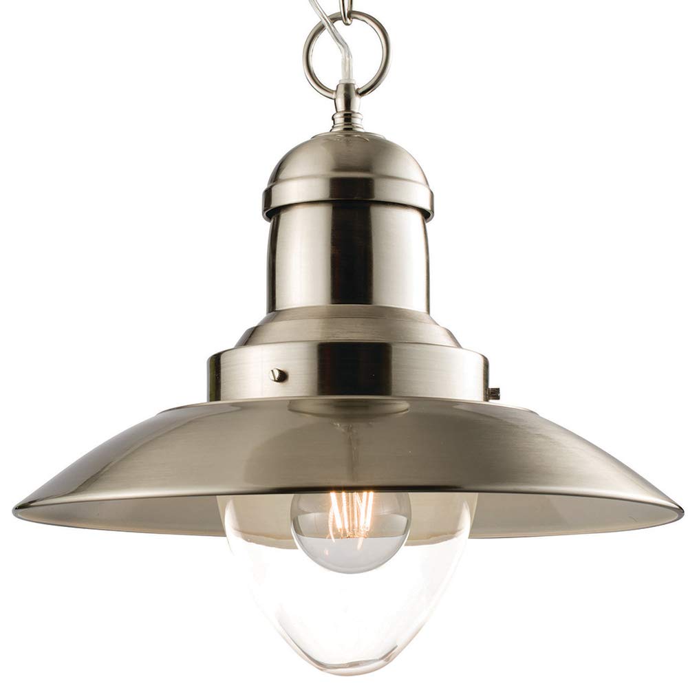 Loops Hanging Ceiling Pendant Satin Nickel & Glass Industrial Lamp Bulb Holder Light