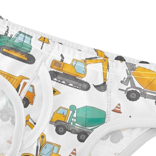CHIFIGNO Cute Cartoon Trucks White Underwear for Boys Breathable Cotton Briefs Little Boys Printed Briefs Underwear4