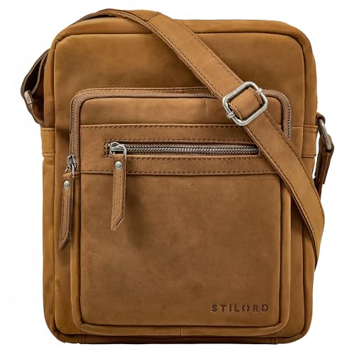 Bolsos para hombre bandoleras a mano STILORD Ringo, bandolera de cuero de estilo crossbody bag