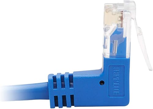 Miniatura 9 de Tripp Lite Cable Ethernet Cat6 en ángulo descendente, cable de conexión de red UTP delgado moldeado Gigabit, azul, 10 pies (N204-S10-BL-DN)
