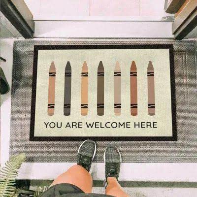 Ensound Racial Equality You are Welcome Here Doormat,Funny Flannel Floor with Non-Slip Rubber,Family Home Decorative Welcome Doormat 36x24 Inch