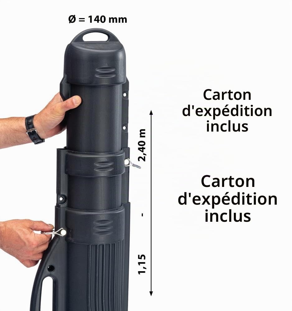SAENGER Tube de Transport télescopique pour Canne à pêche, Plusieurs Cannes à pêche, Tube de Transport de 115 à 240 cm, résistant aux Chocs