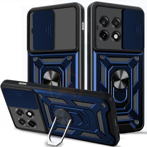 Image of Armor Bumper Back Cover Case for Oneplus 13R 5G Rotating Camera Cover, Ring Holder & Kickstand | Heavy Duty & 360 Degree Protection Oneplus 13R 5G Back Cover (Blue)