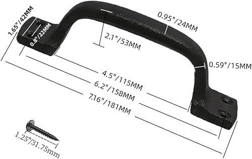 Vista 27 de Manija rústica de 8 pulgadas para puerta de granero, tirador de acero negro para puertas correderas, puertas, garajes, cobertizos, vallas, armarios