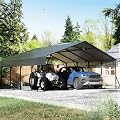 20x20 Carport Heavy Duty, Metal Carport with Galvanized Steel Roof, Metal Car Garage Multi-Use Shelter Outdoor Portable for Car, Boat, Pickup and Tractor