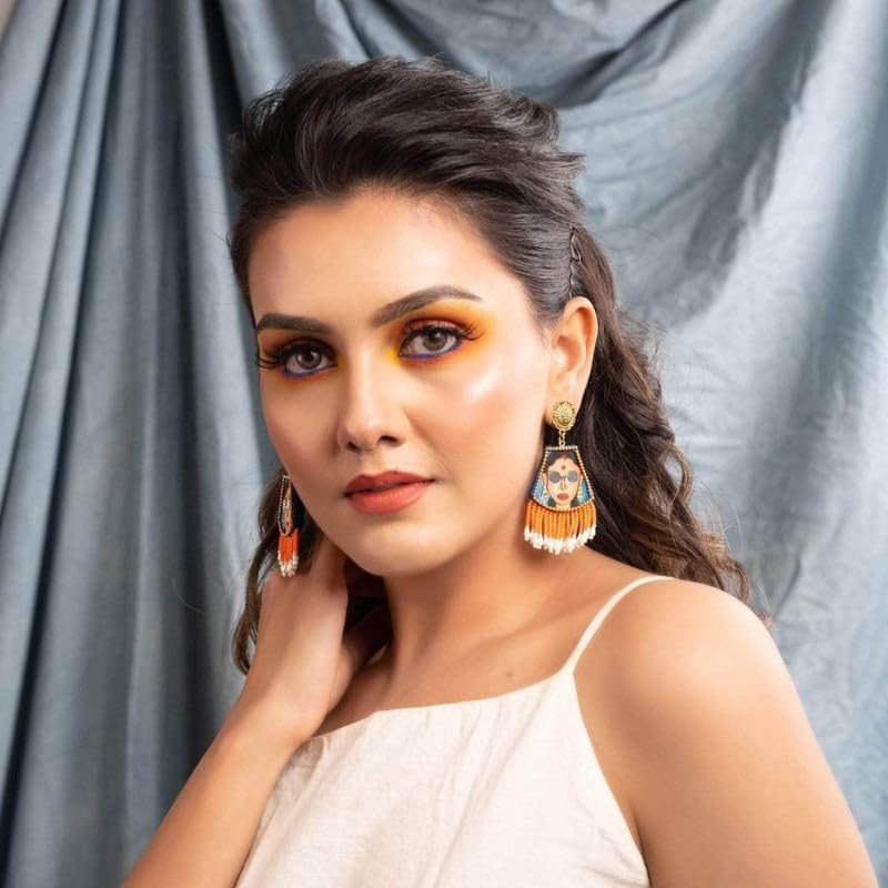 Image of KHOJ.CITY Ethnic Earrings for Women | Handmade Jewellery for Women | Lightweight Boho Statement Earrings for Girls | Multicolor Stylish Earrings