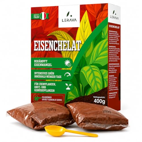LERAVA® – Eisenchelat Dünger (400g) – Eisendünger für Pflanzen | Hortensien Dünger Eisen – Wirkt gegen Chlorose & Blattvergilbung – Kräftiges Blattgrün & sichtbarer Effekt nach wenigen Tagen