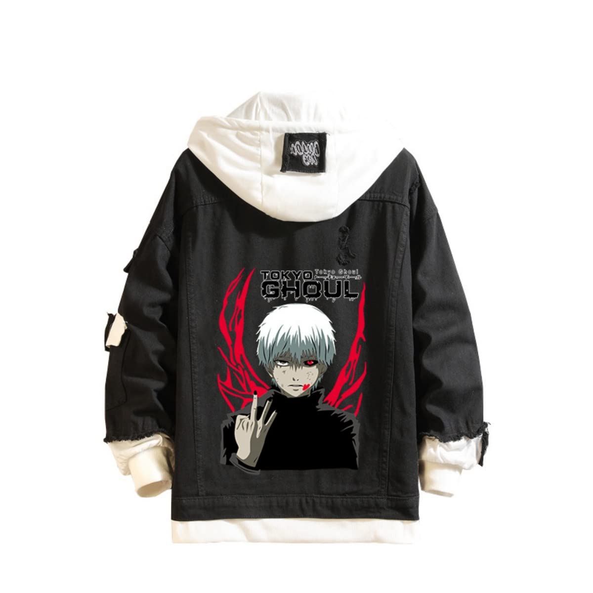 Ning Qi Tokyo Anime Ghoul Hoodie Denim Jacket Cosplay Unisex Adult Graphic Trucker Jacket Kaneki Jean Coat Sweatshirt
