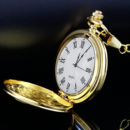 Image of Tiong Smooth Pocket Watch,Personalized Pocket Watch,Customized Watches for Men,Engraved Pocket Watches for Father's Day with Chain