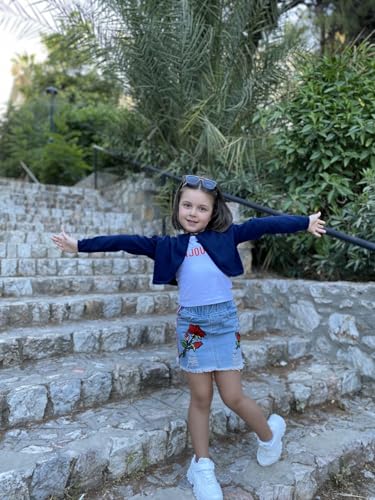 Image of Miipat Toddler Girls Cardigan Long Sleeve Bolero Shrug Kids Knit Sweater Cover Up Button Closure Cropped Tops