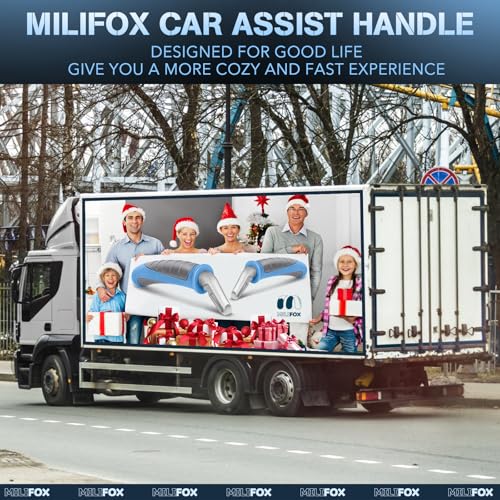 Milifox Car Door Handle for Elderly Car Handle Assist Support, Portable Auto Grab Handles for Handicap Seniors, Light Blue and Grey 2 Pcs — view 5