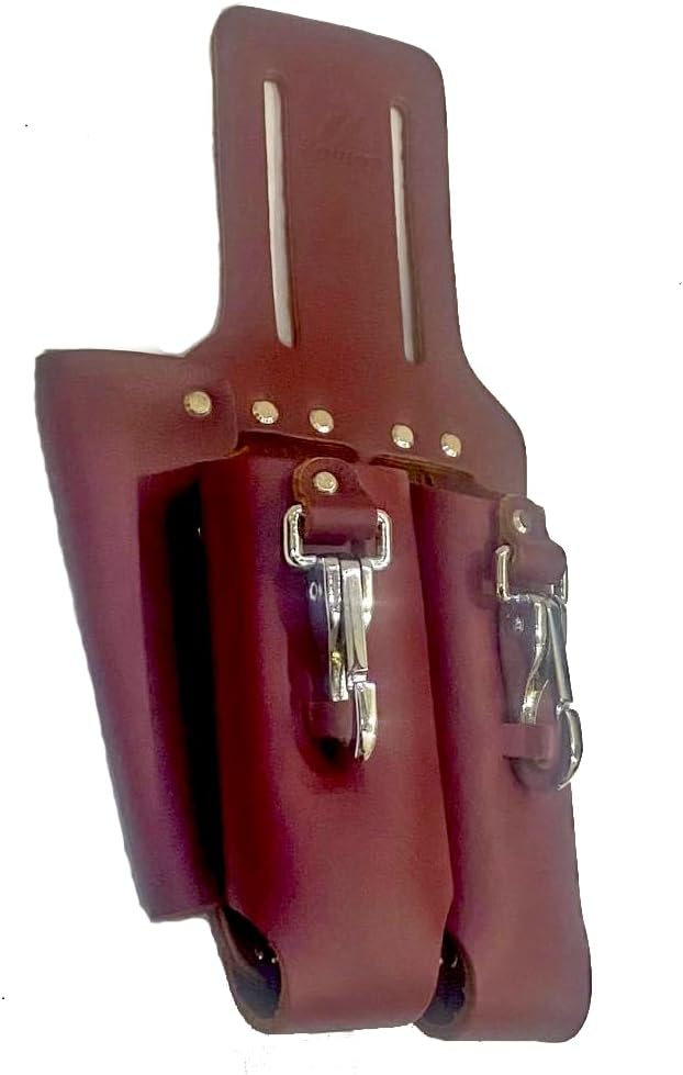 Zeluga Saddle Leather 3 Pocket Linesmen and Electricians Tool Holder