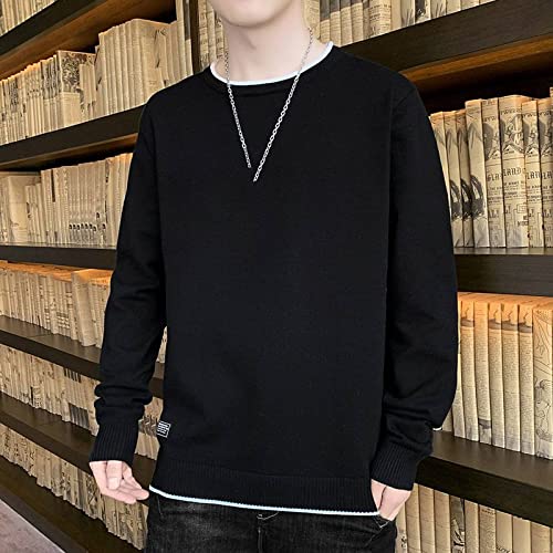 Pull col rond homme noir vêtement chaud hiver pour le quotidien
