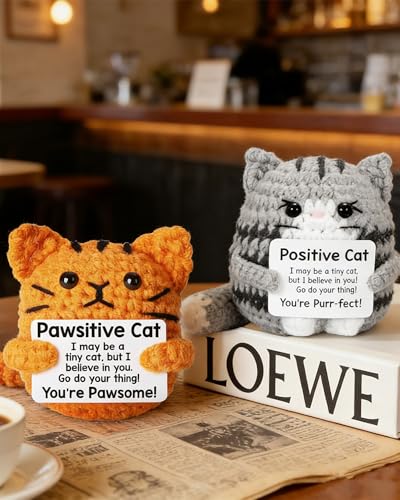 Miniatura 2 de Yotlein Gato Positivo 2 Piezas, Amuleto De La Suerte Con Tarjeta De Aliento, Apoyo Emocional, Portador De Suerte, Patata Positiva Buena Recuperación Regalos Para Niños Y Niñas