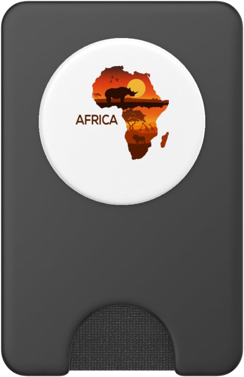 African Rhino Women Men PopSockets PopWallet for MagSafe