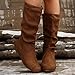 women's knee-high boots Women's Mid Calf Pull On Fall Weather Winter Boots Thigh High Fashion Booties Low Flat Heel Boots Round Toe Stretchy Boot Side Zipper Dress Tall Boot