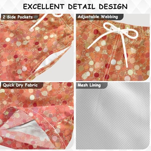Pigsaly Boys Swim Trunks Red Peach Coral Gold Gradient Glitter Boys Board Shorts Swimsuit Swimwear Summer Bathing Suit 5T3