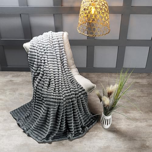 Cobertor Manta Queen Flannel Fluffy 320g/m² Degradê (Grafito)