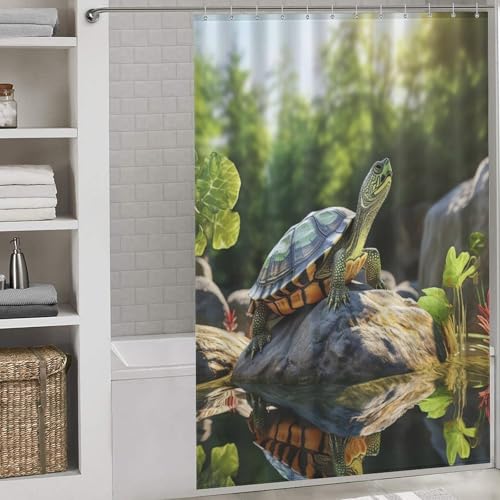 Rideau de douche tortues de mer en tissu polyester lavable imperméable 152x183cm