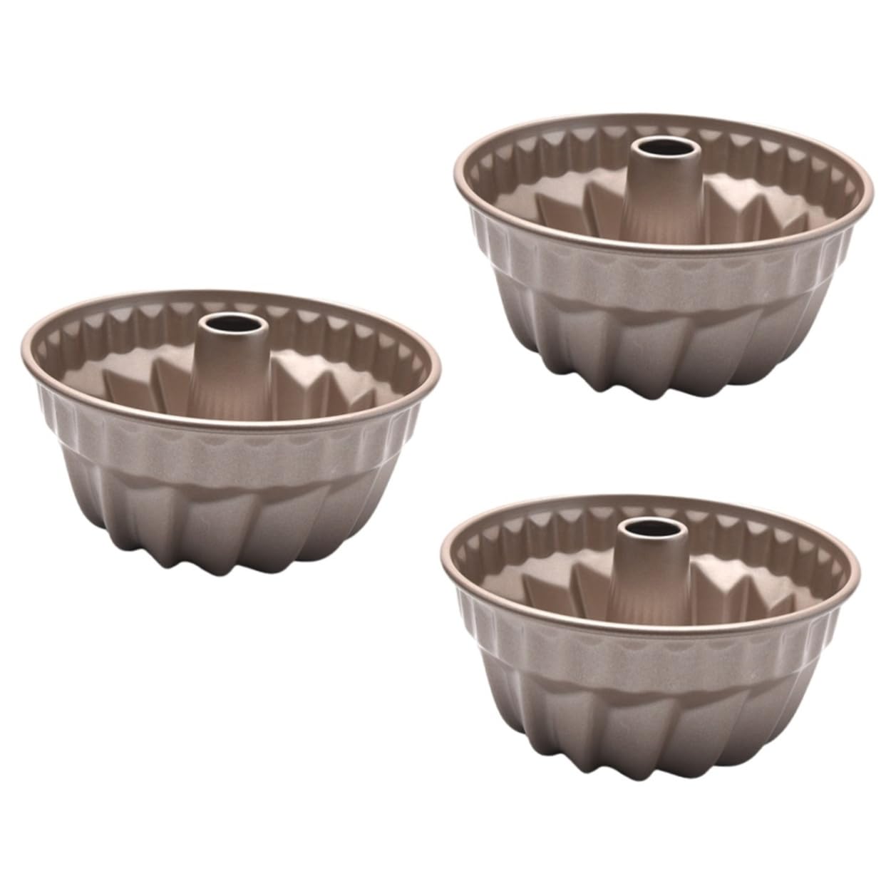 TOPBATHY 3 Pièces Moule a Gateau - Des Moules à Gâteaux Moule à Gâteau Bunt Uk Moules à Gâteaux Pour La Cuisson à La Vapeur Moules à Chocolat Moule à Gâteau Circulaire Acier Carbone Golden