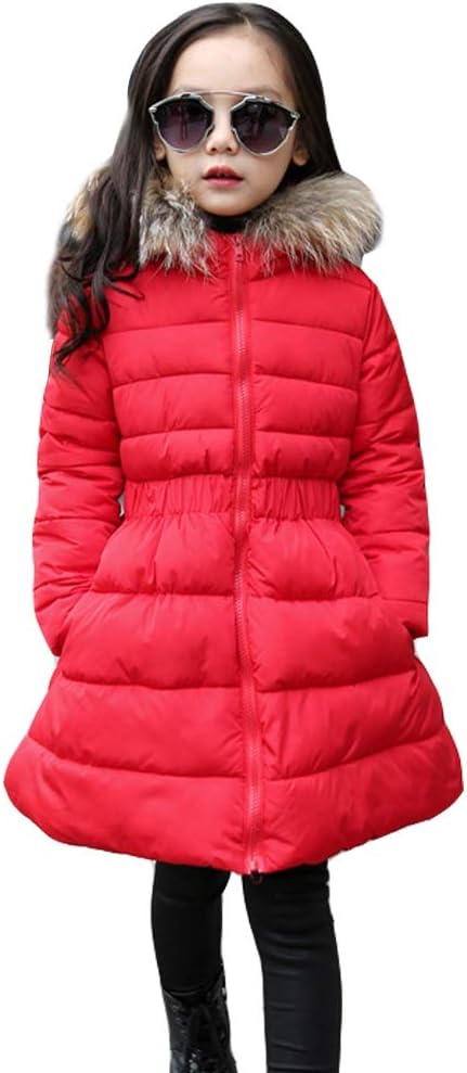 [JDGHALU] 冬 ダウンコート キッズ 女の子 キッズ ダウンジャケット ガールズ 冬服 保温 ロング丈 フード付き ファー