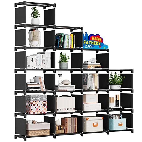 Reibii Bookshelf For Bedroom Book Shelf Diy Bookcase Tall Book Case 18-Grid Storage Cube Organizer Shelf For Books Toys Clothes Living Room Office Black #TOP10