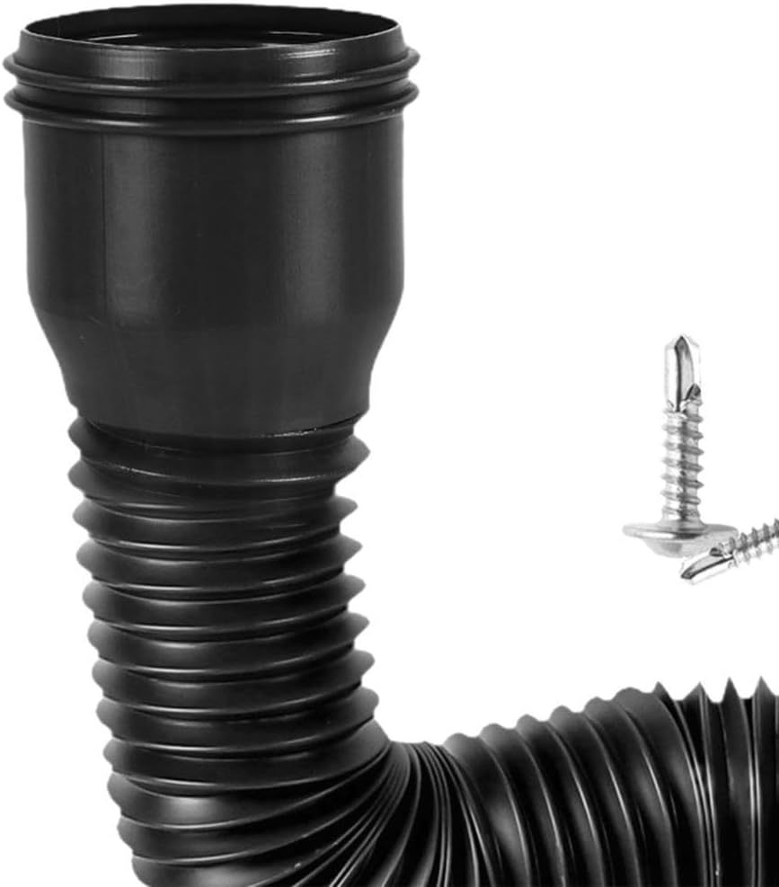 Flexible Rain Gutter Downspout Extension for Improved Water Flow, Brown(Black)