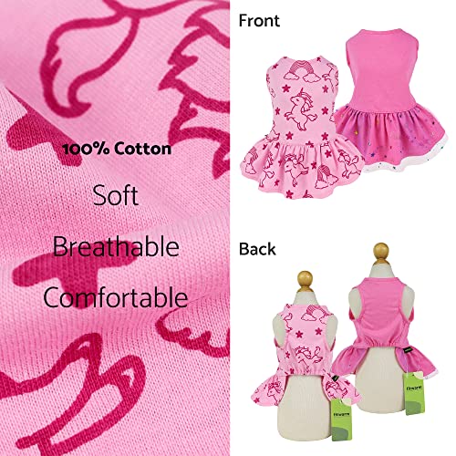 Fitwarm 2-Pack Dog Unicorn Tulle Dress, 100% Cotton Dog Clothes For Small Dogs Girl, Cat Apparel, Purple, Pink, Small #TOP4