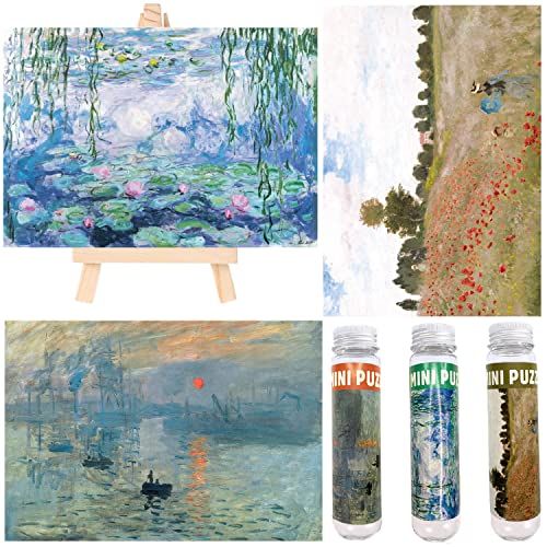 Pequeños Rompecabezas de 150 Piezas Pintura al Óleo de Monet Amanecer Mini Rompecabezas para Adultos con Mini Caballete Incluido miniatura 1