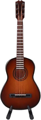 Miniatura 5 de Guitarra en miniatura de madera con soporte y estuche, mini instrumento musical en miniatura, modelo de casa de muñecas, adornos de regalo (5.5