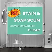 Vista 23 de Aqua Blue cortina de plástico para la ducha o forro, 72x72 pulgadas, cortina interior de baño de plástico azul teñido ligera con agujeros con ojales