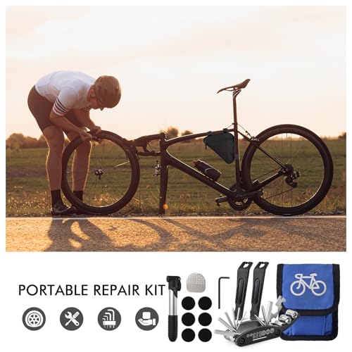Bike Tire Repair kit with Bike Bag, Bike Tool Kit with Multitool Mini Bike Pump and Tire Levers for Cyclists on Race or Cycling Adventure(Fashsion) - Thumbnail 7