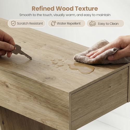 63-Inch Long Console Table Entryway Table with Storage Drawer, Natural Wood - image 6