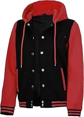 Black & Red Hooded Varsity Jacket Womens