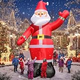 10 FT Tall Christmas Inflatables Santa Claus Outdoor Decoration, Giant Blow up Santa with Built-in LED Lights, Classic Xmas Decor for Yard Garden Lawn Hall Plaza Mall Holiday Party, Inflates Quickly