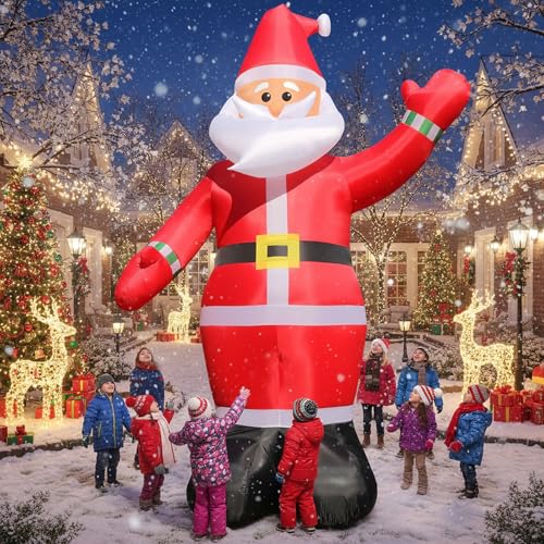 10FT Christmas Inflatables Santa Claus Outdoor Decoration with LED Lights