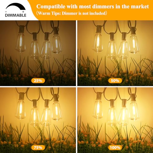 image for Brightever LED Outdoor String Lights,100FT Patio Lights with 52 Shatte