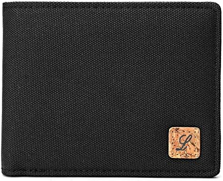 Lanyani Mens Minimalist Slim Fabric Wallet Bifold RFID Blocking Thin Small Front Pocket Wallet Boys (Black)