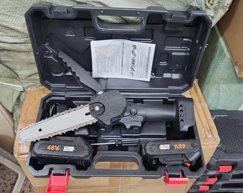 Image of 48V Cordless Mini Chainsaw 6 Inch | Portable Electric Wood Cutter with Double Battery | Handheld Chain Saw for Wood Cutting, Tree Trimming & Garden Use