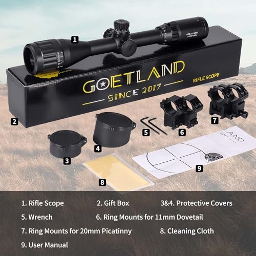 Goetland Air Rifle Scope 3-12x40 AO Red Green Blue Illuminated Crosshair SFP Mounts for Air Gun Airsoft Crossbow Hunting Tactical - Image 4