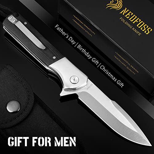 Nedfoss Beast Pocket Knife For Men, 4 Inch D2 Steel Blade Folding Knife With Clip, G10 Handle, Safety Liner Lock, Heavy Duty Tactical Knife thumb #5