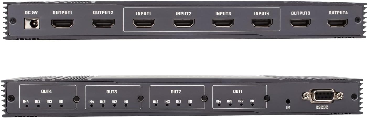 4K 4x4 HDMI Matrix Switch- Ultra HD Video Splitter,Type-c Input 4K 1080P 4x4HDMI DVI TV Video Wall Controller Processor