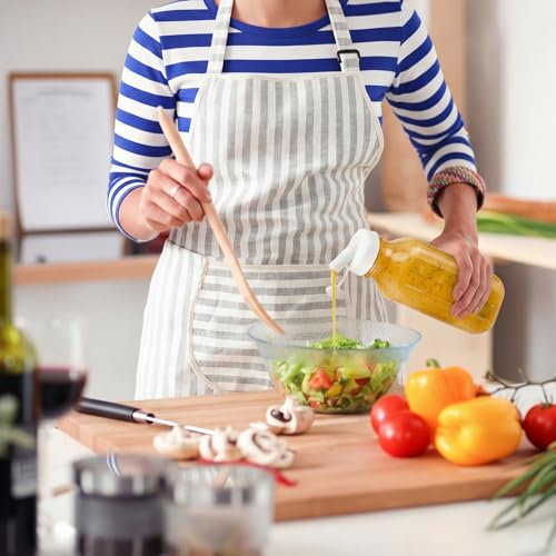 Ferrochef 2 Pcs 32 oz Salad Dressing Shaker Glass Dispenser with Silicone Pour Spout and Tamper-proof Lid Refillable Salad Dressing Dispenser Mixer Shaker for Sauces Ketchup Sour Cream Syrup
