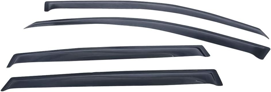 FREEMOTOR802® Tape-on Side Window Visors Wind Deflectors Rain Guards Vent Visors, Compatible with 2006-2012 Toyota RAV4 4-Door Sedan, Slim Style Smoke Tinted Acrylic 4 Pieces