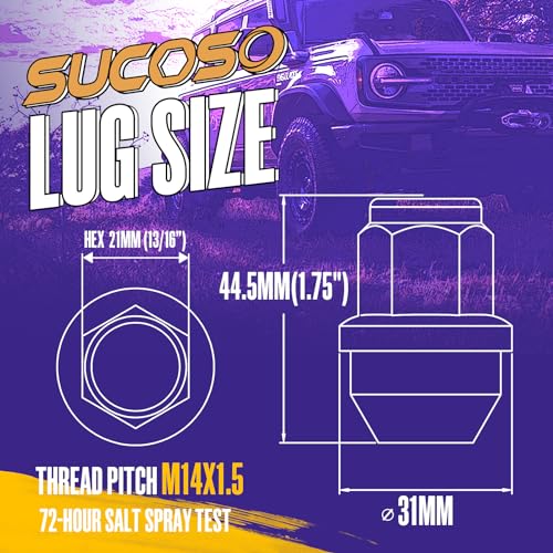Image of 14x1.5 Lug Nuts for Ford F150 2015-2024, Solid One Piece Design Anti-Swell | Fits F-150 Lincoln Navigator on FORD OEM Aluminum Wheels, OE Replacement For ACPZ-1012-B Through-Hardened Steel